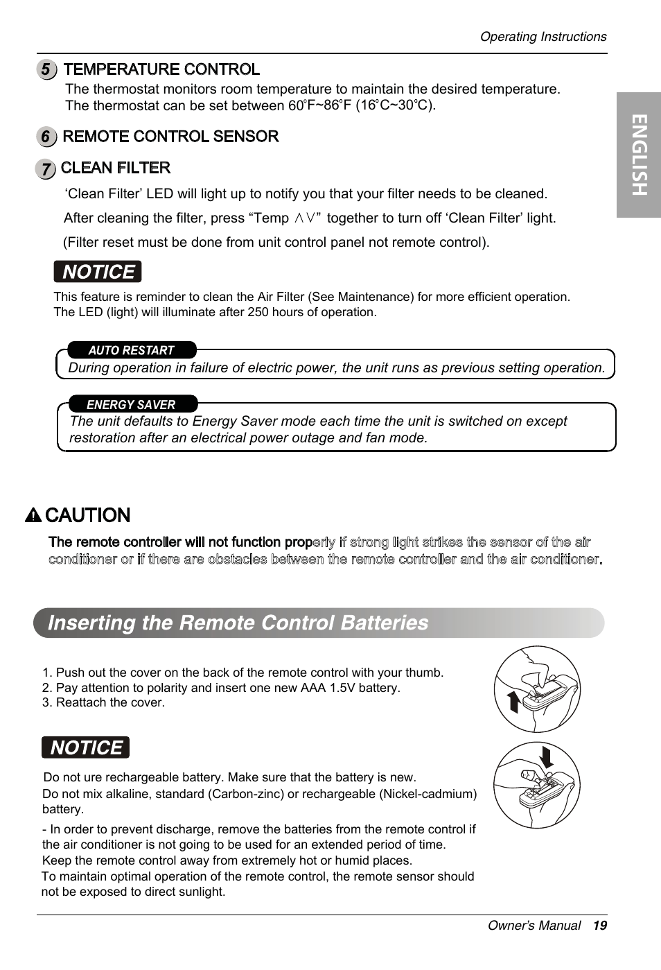 English, Caution | LG LT0814CNR User Manual | Page 19 / 48