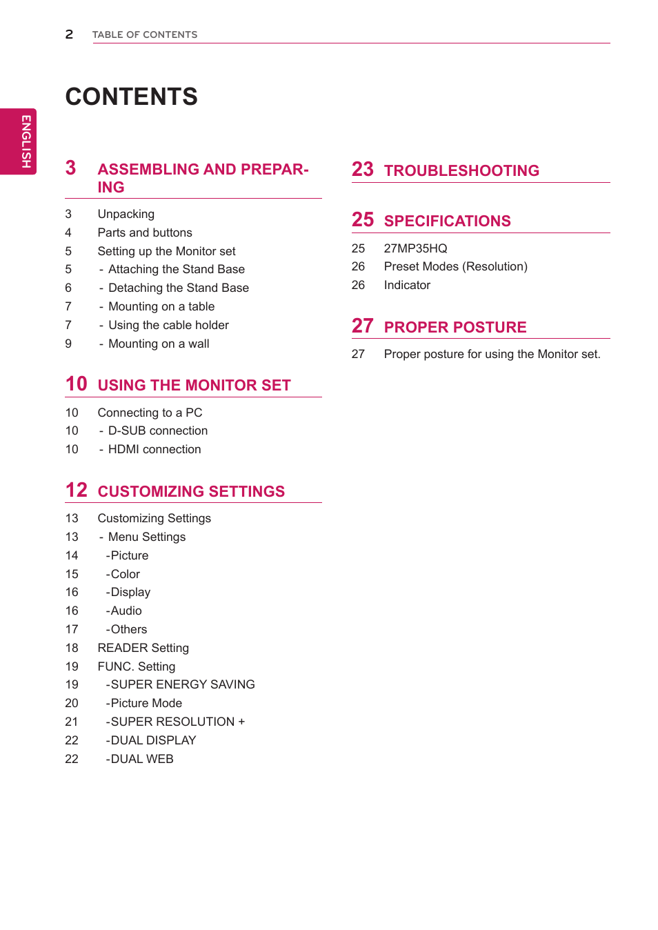 LG 27MP35HQ-B User Manual | Page 2 / 28