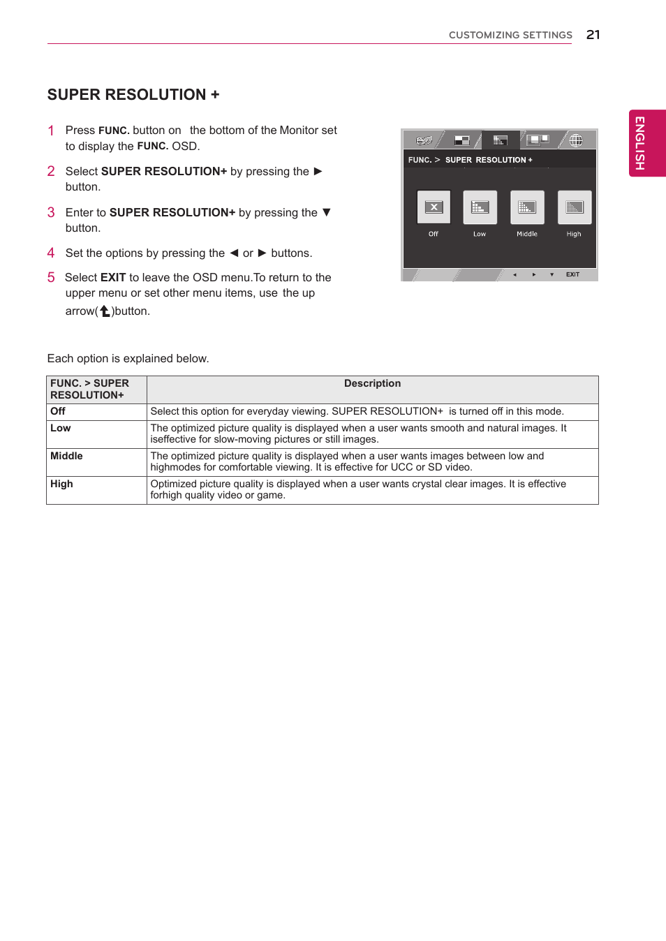 Super resolution | LG 27MP35HQ-B User Manual | Page 21 / 28