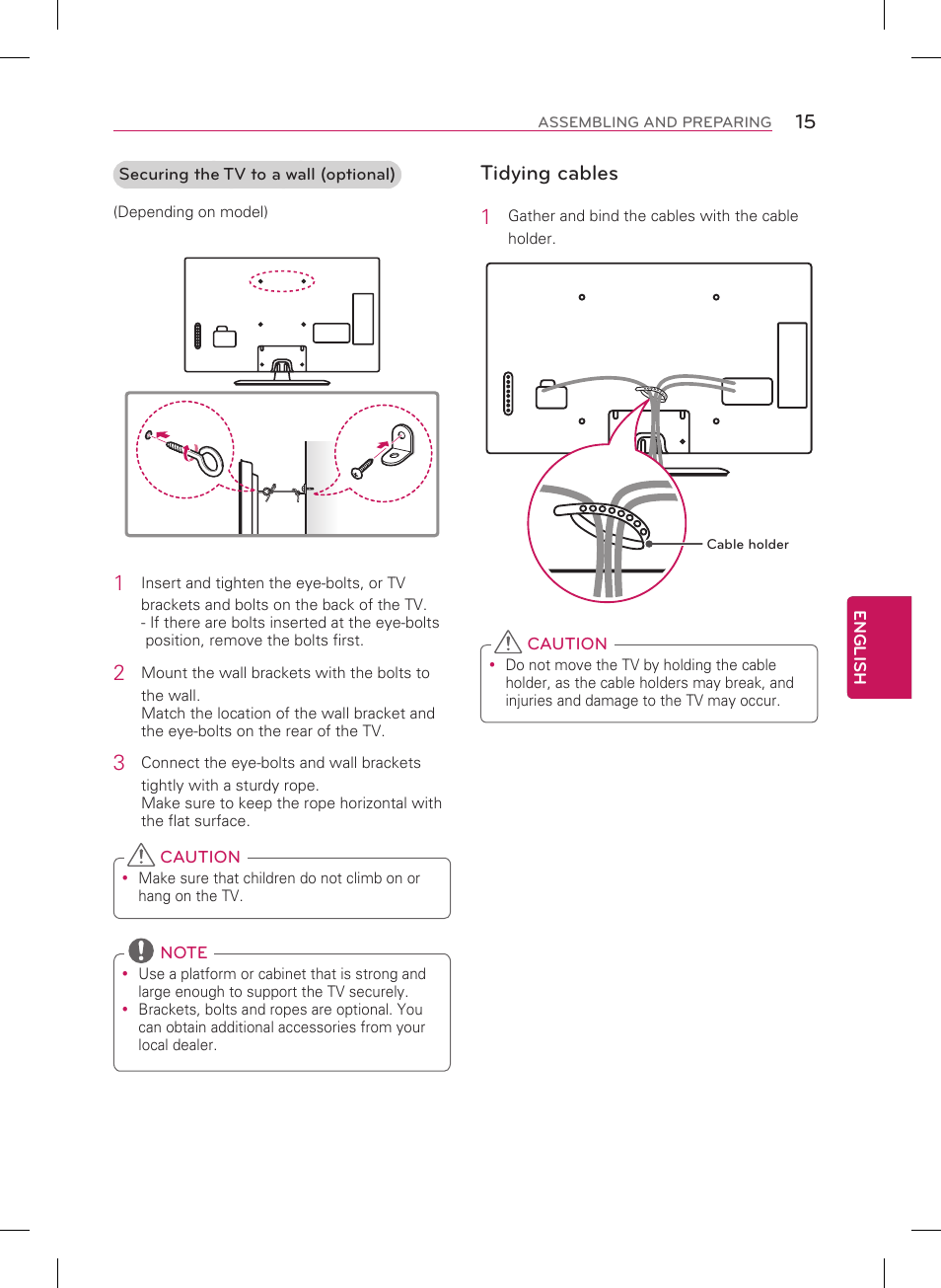 Tidying cables 1 | LG 55LN5700 User Manual | Page 15 / 52