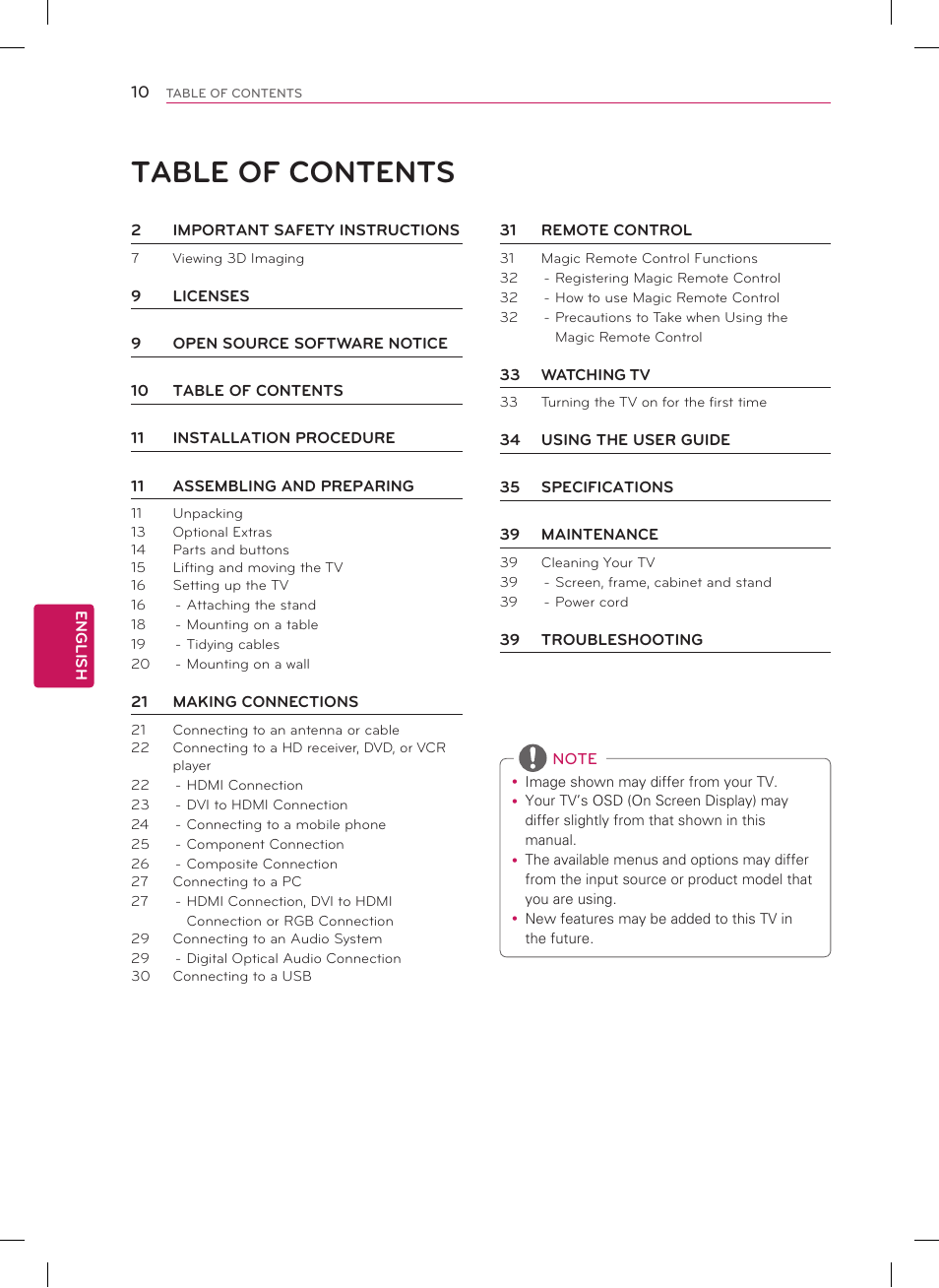 LG 47LM8600 User Manual | Page 10 / 44