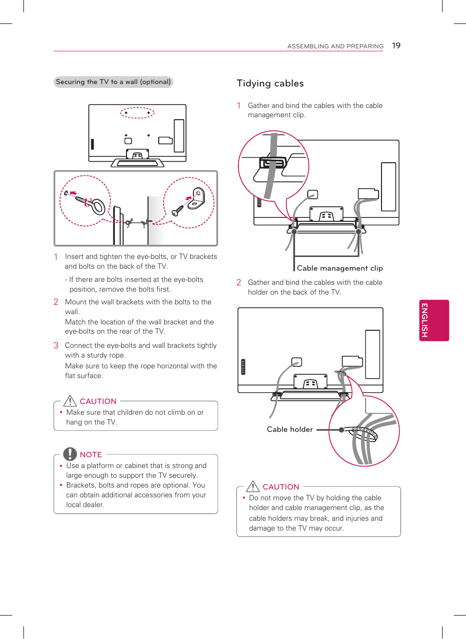 Tidying cables | LG 47LM8600 User Manual | Page 19 / 44