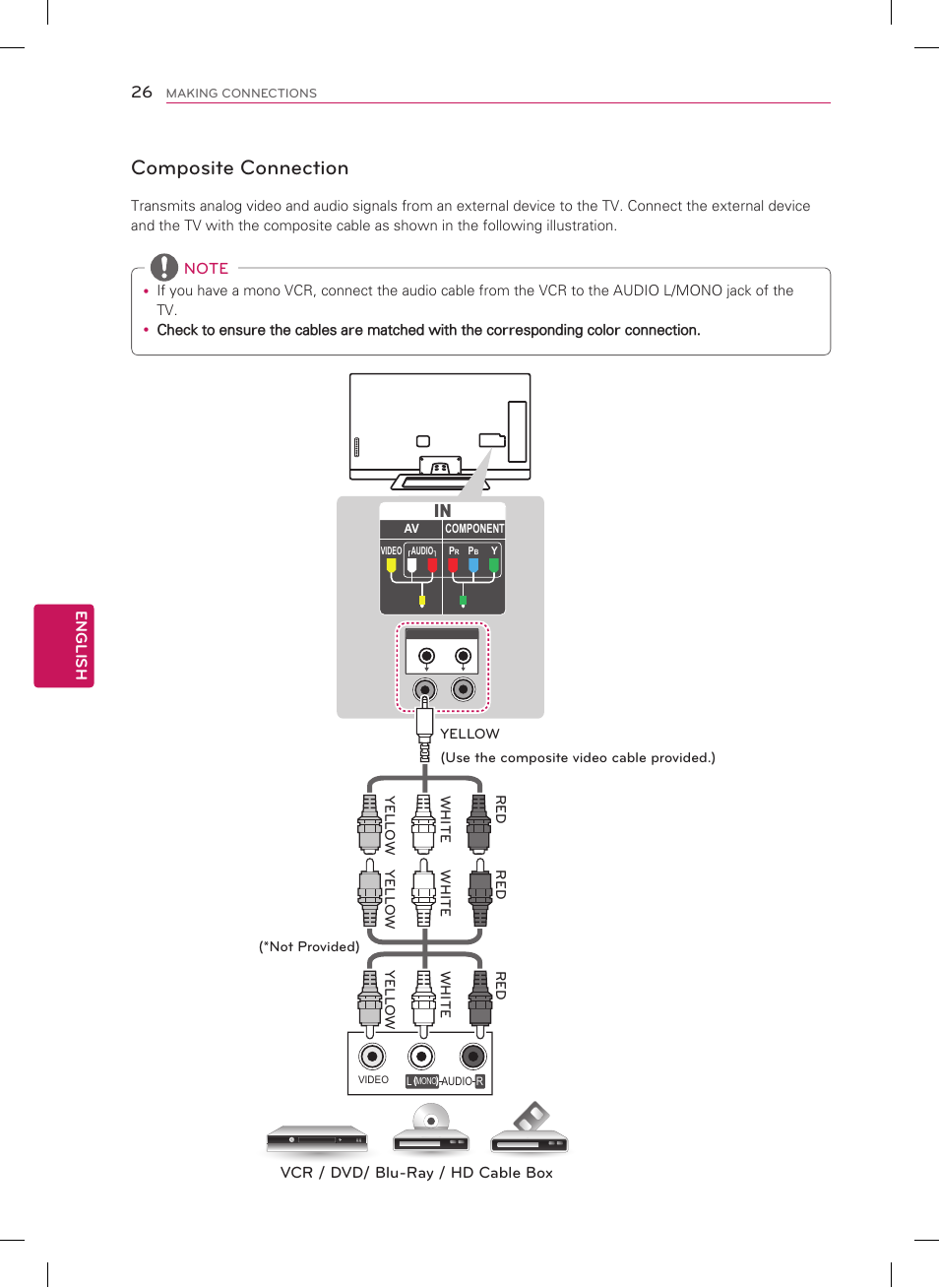 Composite connection | LG 47LM8600 User Manual | Page 26 / 44