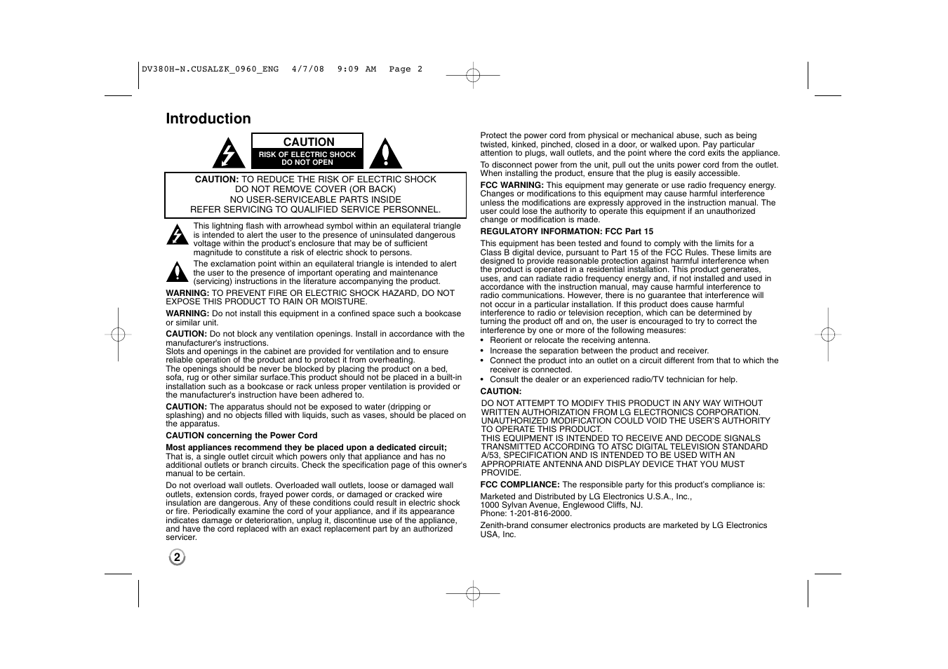 Introduction | LG DVB812 User Manual | Page 2 / 16