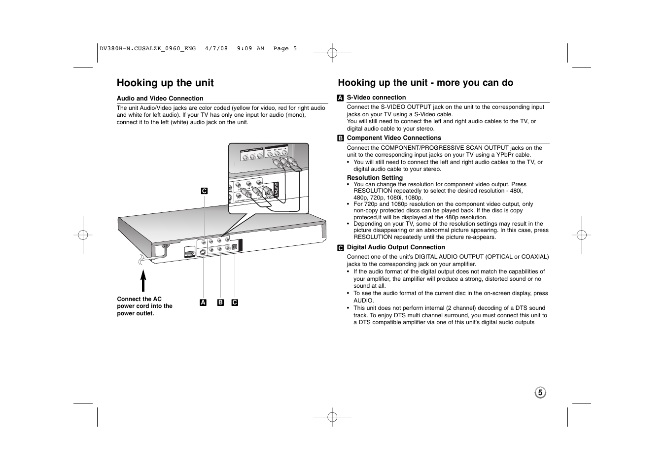 Hooking up the unit, Hooking up the unit - more you can do | LG DVB812 User Manual | Page 5 / 16