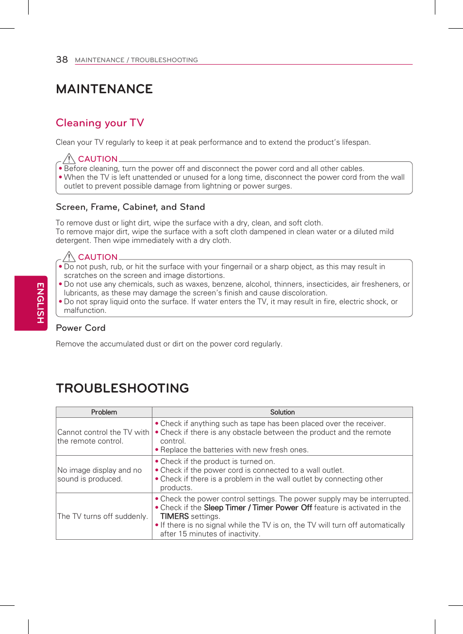 Child safety, Proper television placement matters, Maintenance | Troubleshooting, Cleaning your tv, The consumer electronics industry cares, Tune in to safety, Wall or ceiling mount your television | LG 65UB9500 User Manual | Page 38 / 40