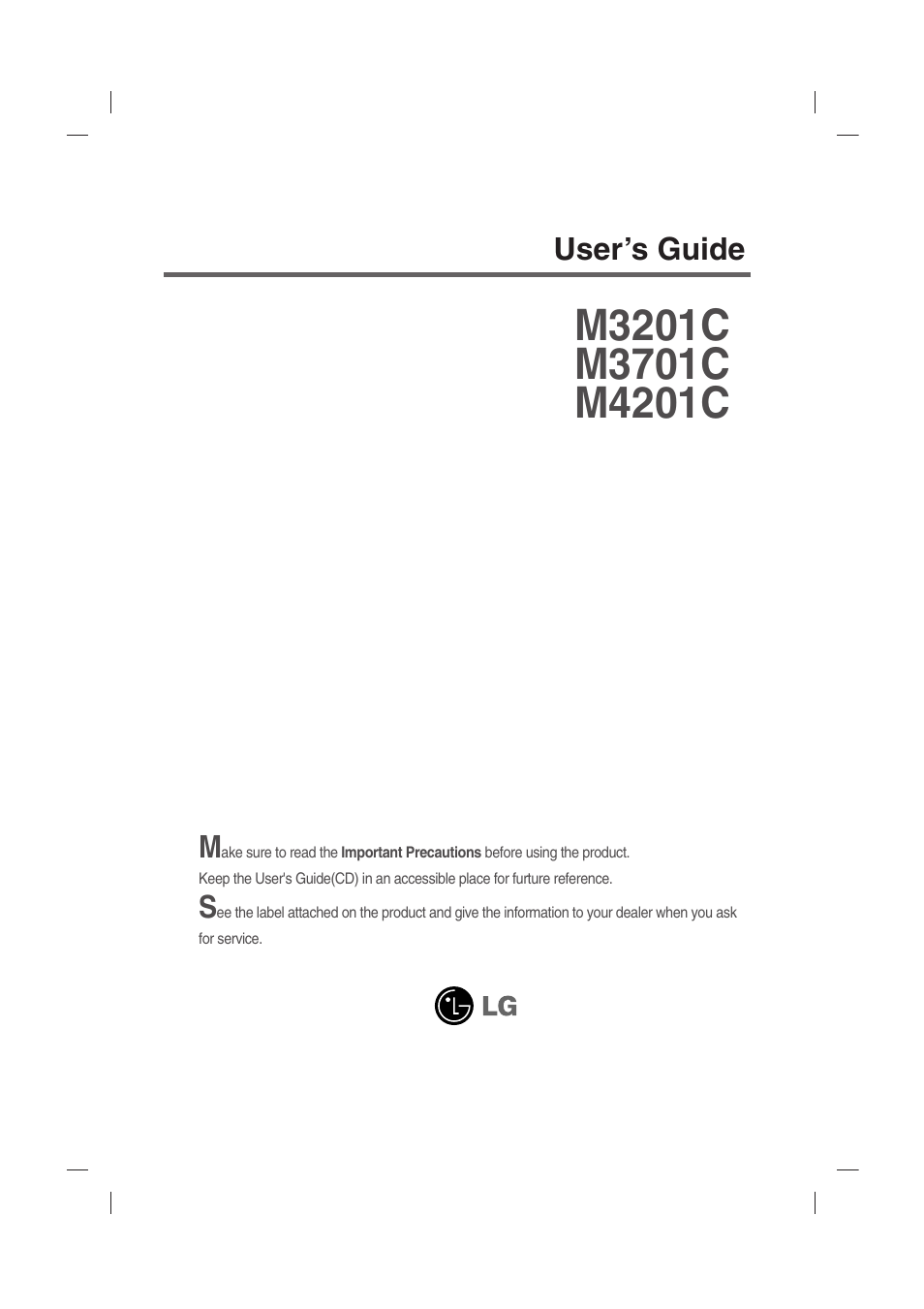 LG M3701C-BA User Manual | 60 pages