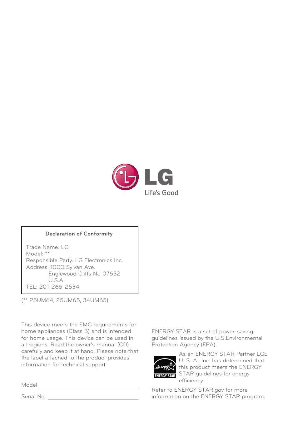 LG 34UM65-P User Manual | Page 42 / 42