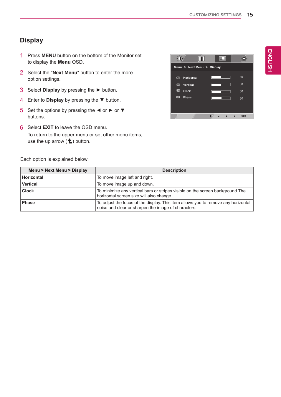 Display | LG 22EC33T-B User Manual | Page 16 / 28