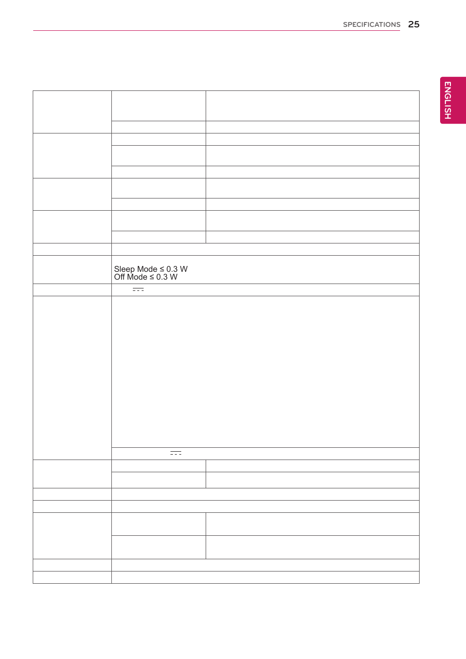 Specifications, 22ea53v, 22ea53vq | LG 27EA53VQ-P User Manual | Page 25 / 31
