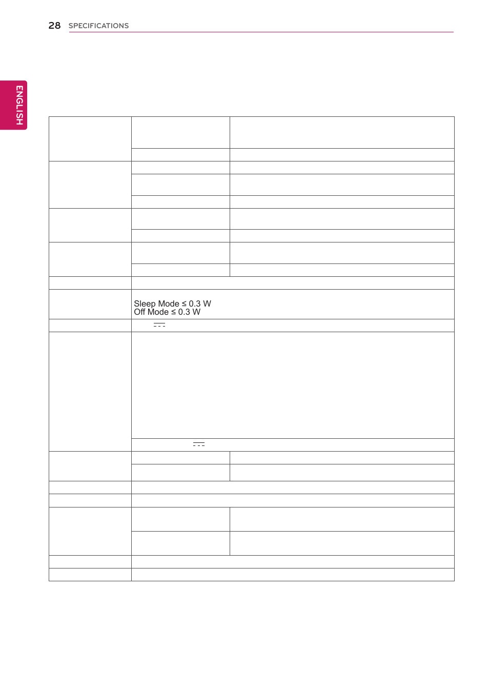 27ea53v, 27ea53vq, Specifications | LG 27EA53VQ-P User Manual | Page 28 / 31