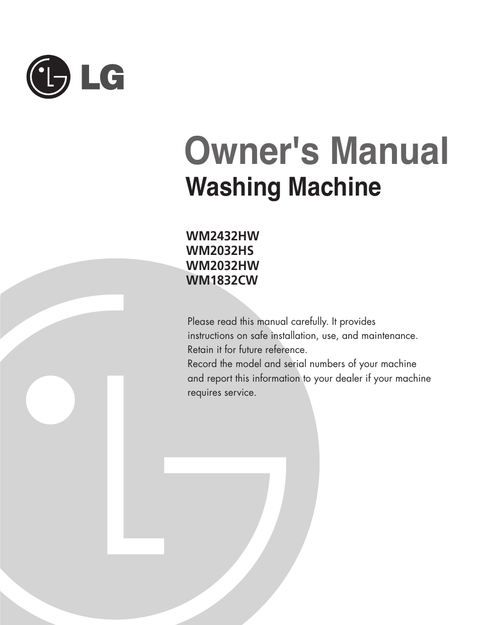 LG WM2032HW User Manual | 48 pages