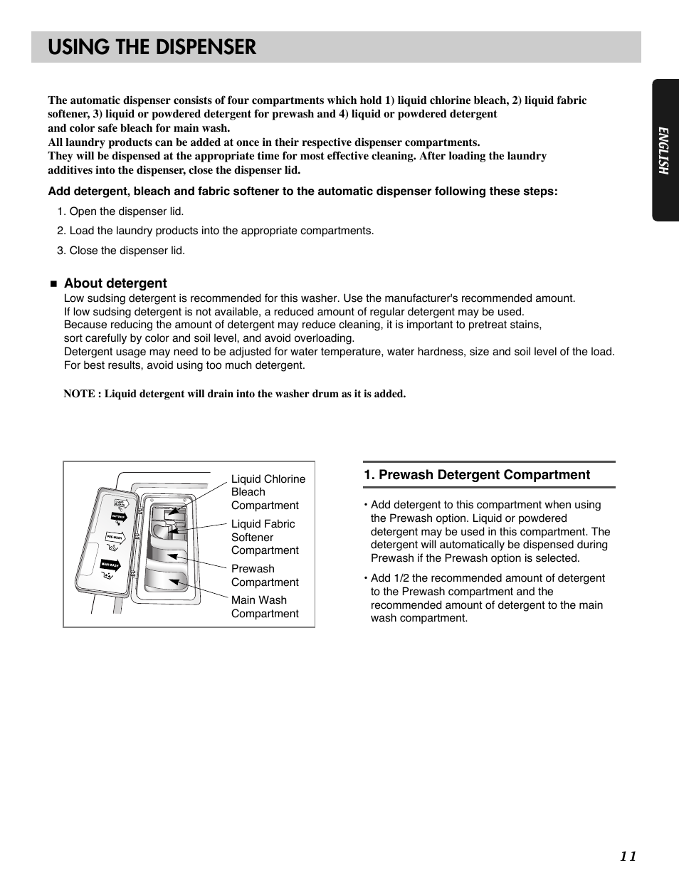 Using the dispenser | LG WM2032HW User Manual | Page 11 / 48