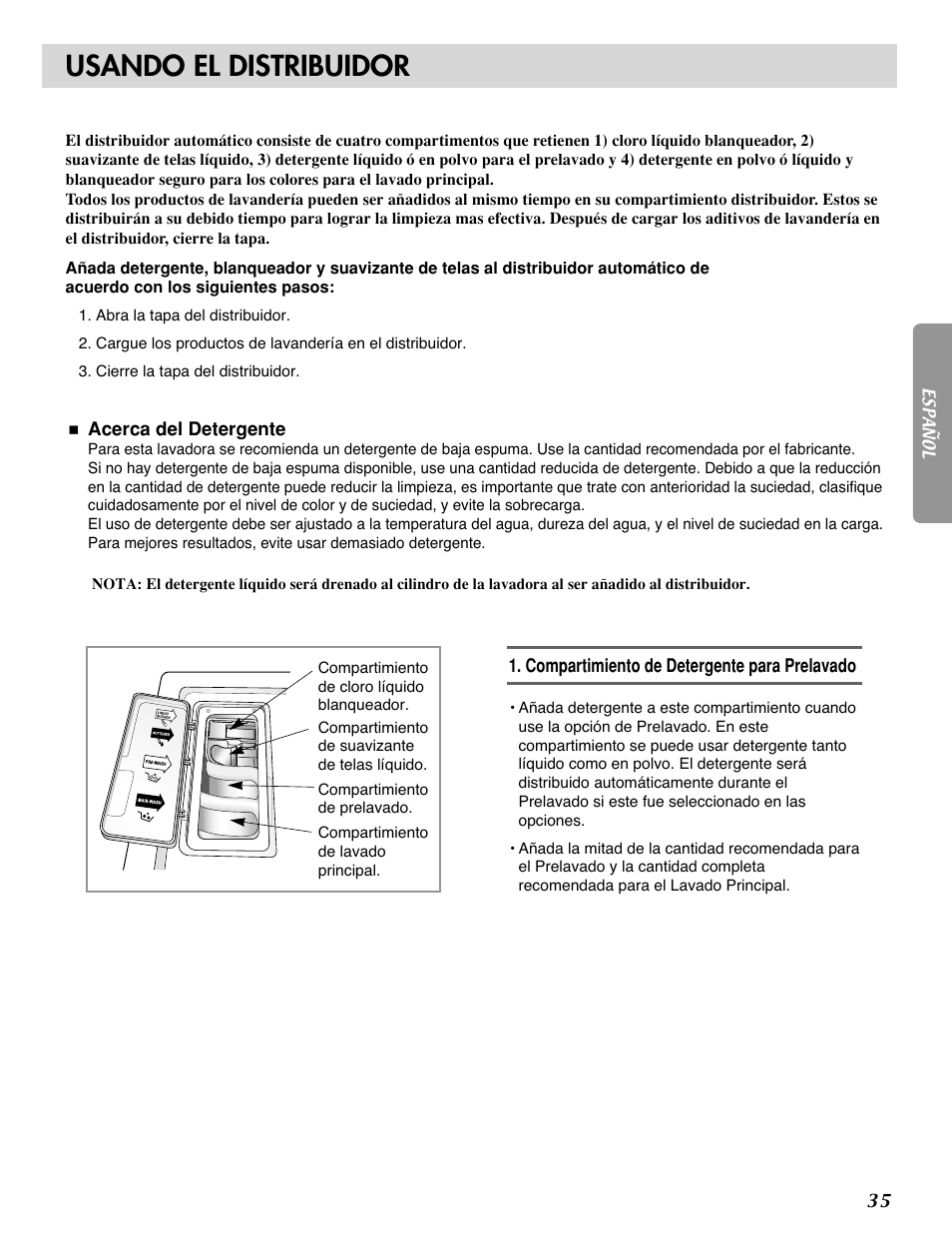 Usando el distribuidor | LG WM2032HW User Manual | Page 35 / 48