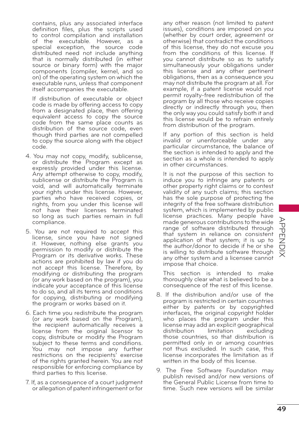 Appendix | LG 47LD500 User Manual | Page 49 / 64