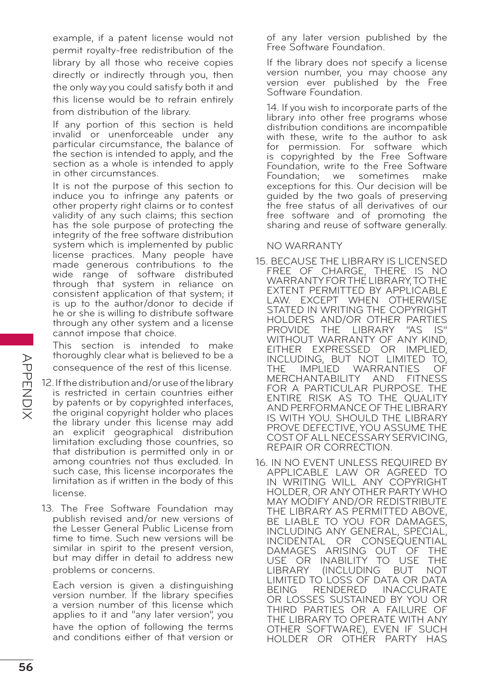 Appendix | LG 47LD500 User Manual | Page 56 / 64