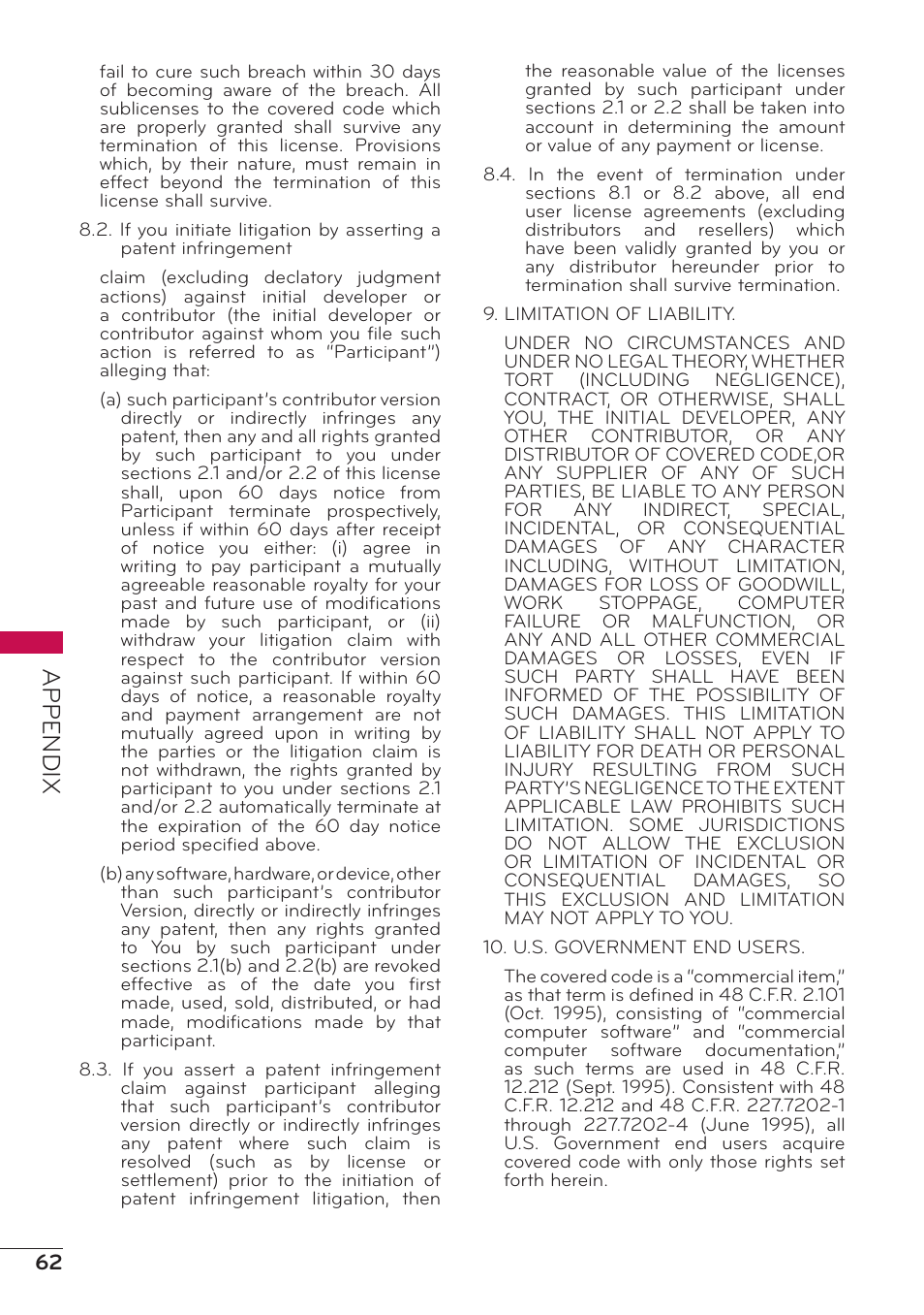 Appendix | LG 47LD500 User Manual | Page 62 / 64
