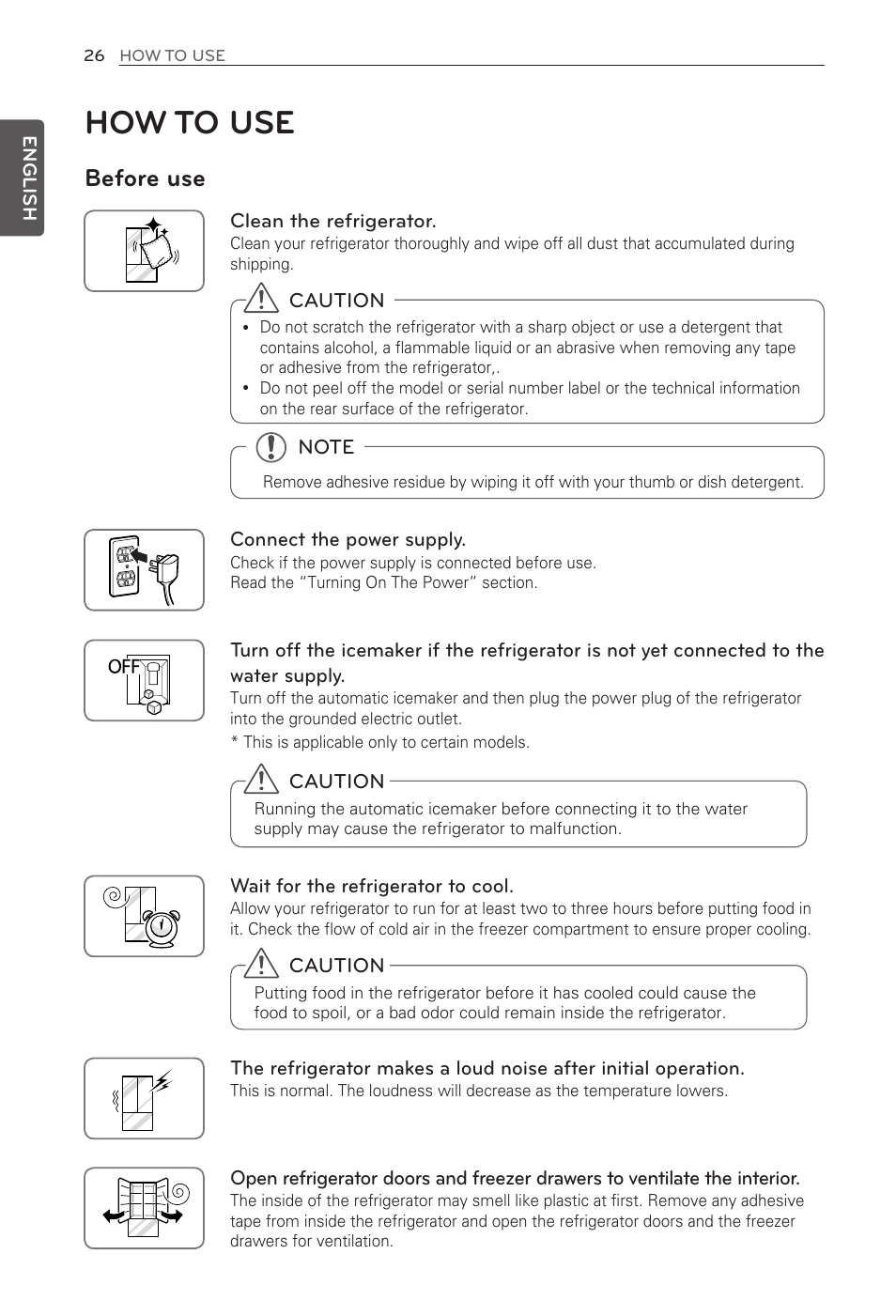 How to use, Before use | LG LFX31915ST User Manual | Page 26 / 59