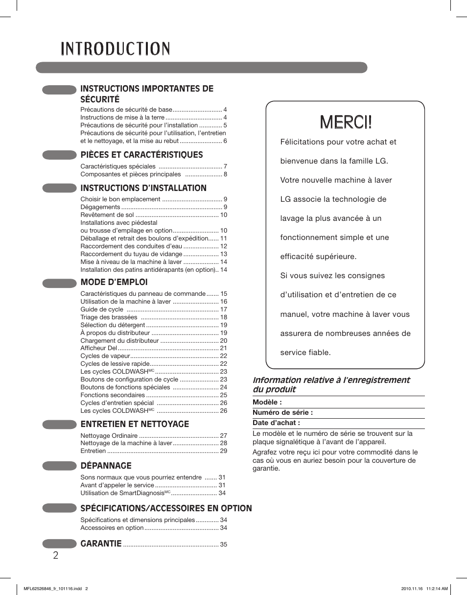 Merci | LG WM2350HSC User Manual | Page 74 / 108