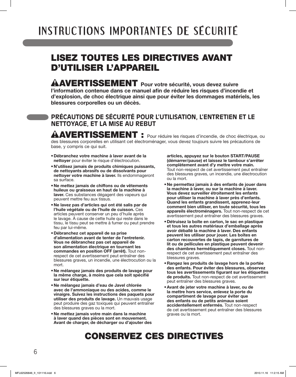 Wavertissement | LG WM2350HSC User Manual | Page 78 / 108