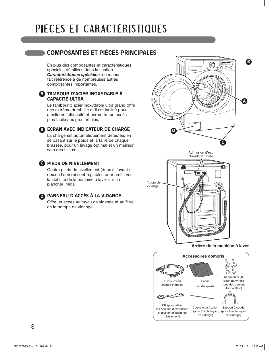 Composantes et pièces principales | LG WM2350HSC User Manual | Page 80 / 108