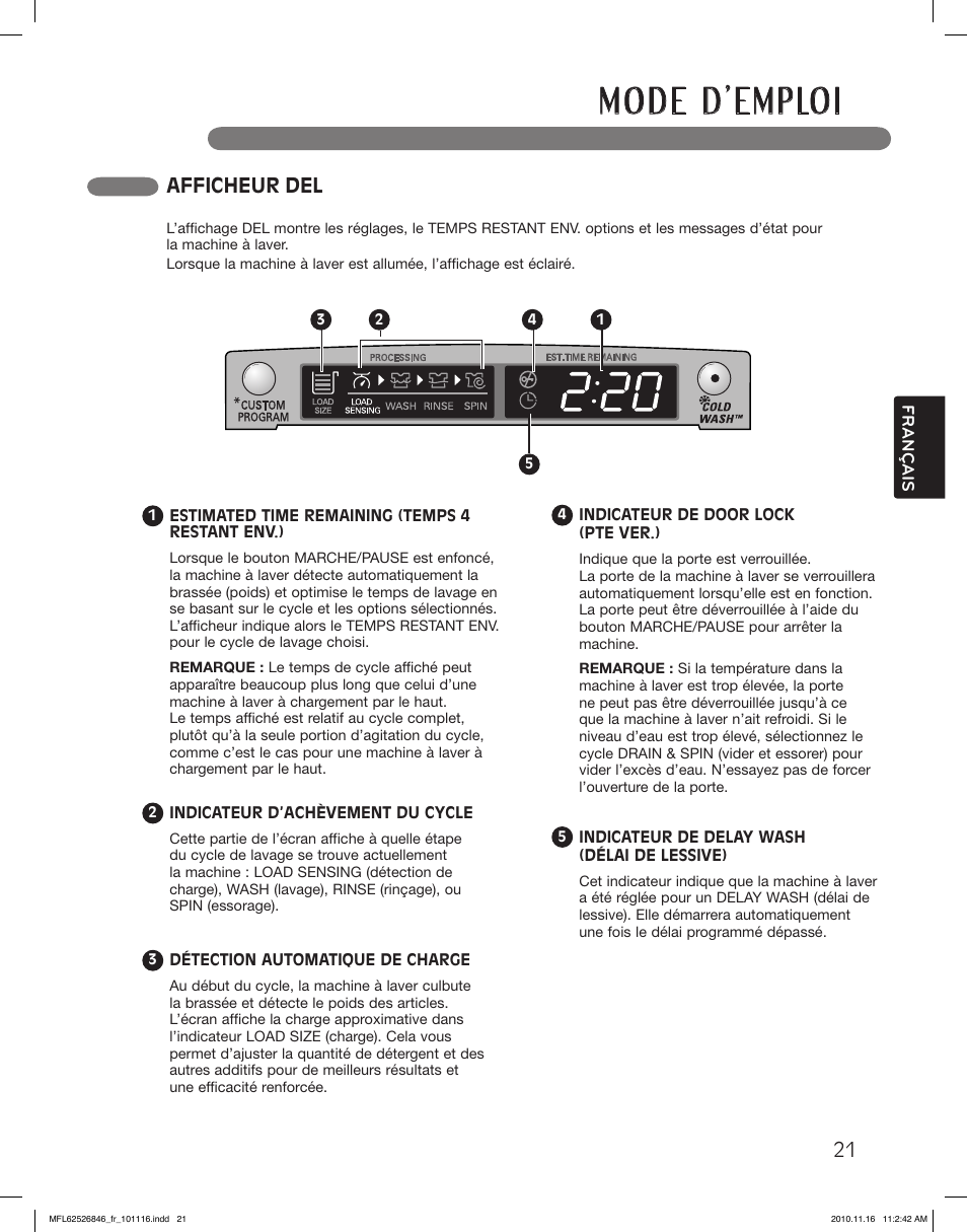 Afficheur del | LG WM2350HSC User Manual | Page 93 / 108