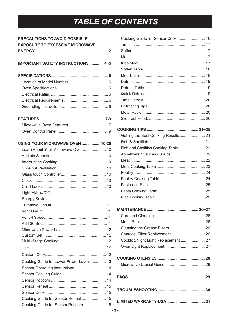 LG LMHM2237ST User Manual | Page 3 / 32
