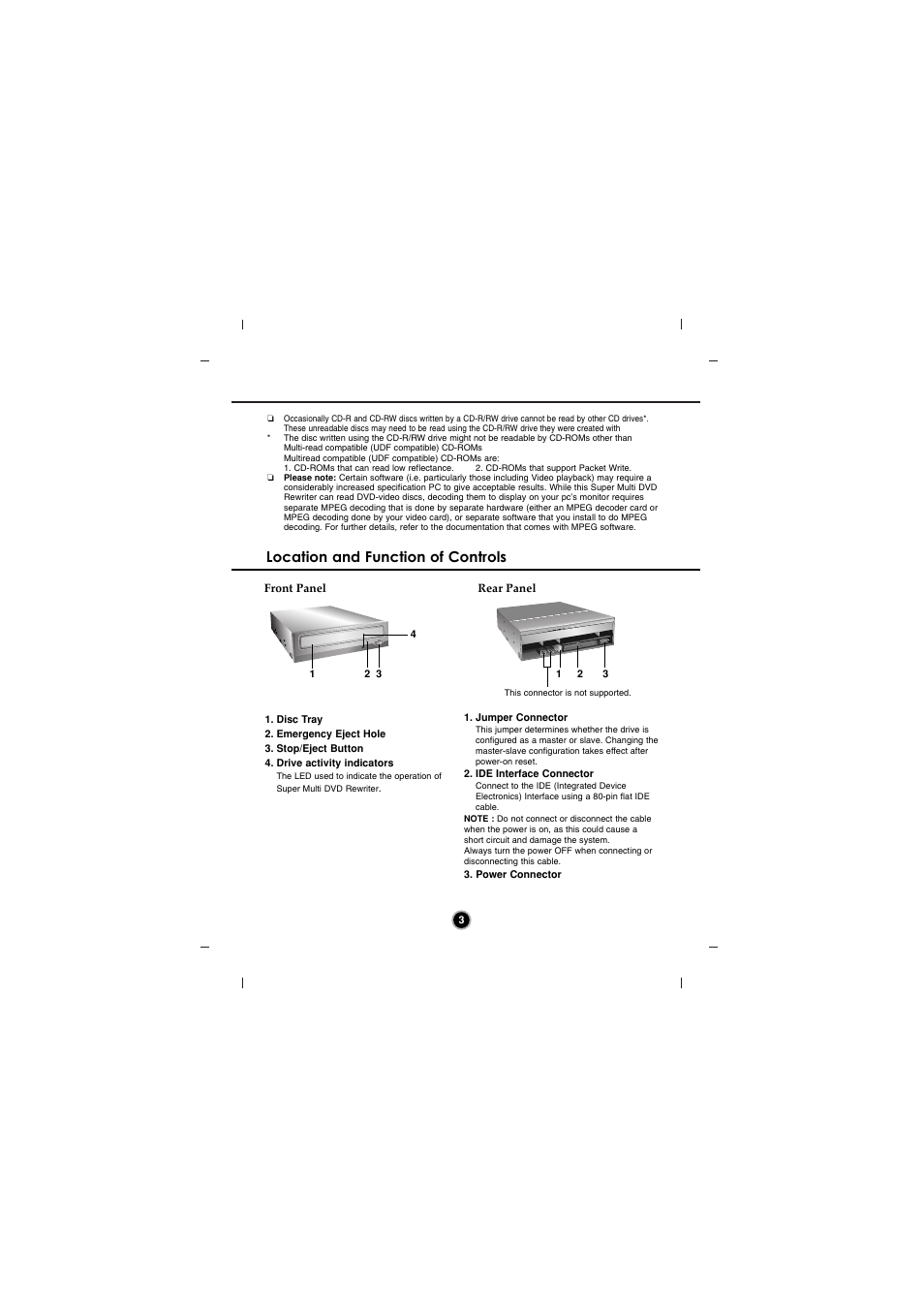 Location and function of controls | LG GH22LP20 User Manual | Page 6 / 14