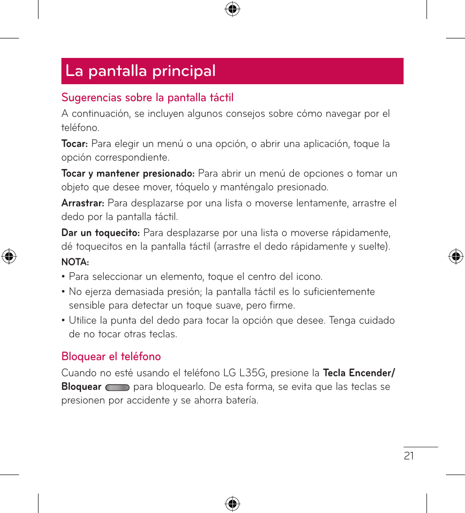 La pantalla principal | LG LGL35G User Manual | Page 111 / 186