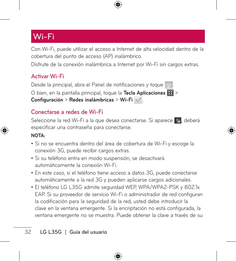 Wi-fi | LG LGL35G User Manual | Page 122 / 186