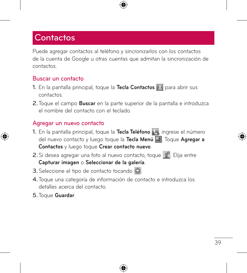 Contactos | LG LGL35G User Manual | Page 129 / 186