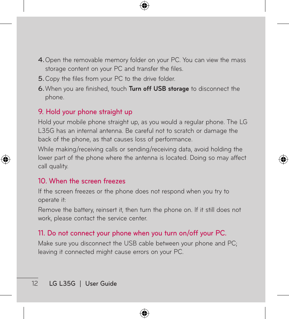 LG LGL35G User Manual | Page 14 / 186