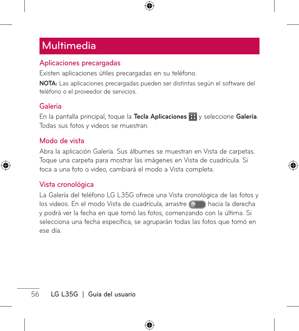 Multimedia | LG LGL35G User Manual | Page 146 / 186