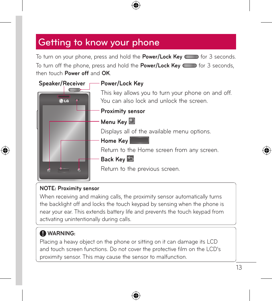 Getting to know your phone | LG LGL35G User Manual | Page 15 / 186