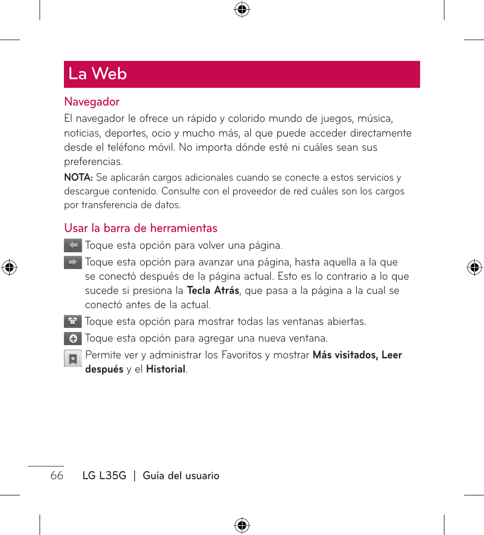 La web | LG LGL35G User Manual | Page 156 / 186