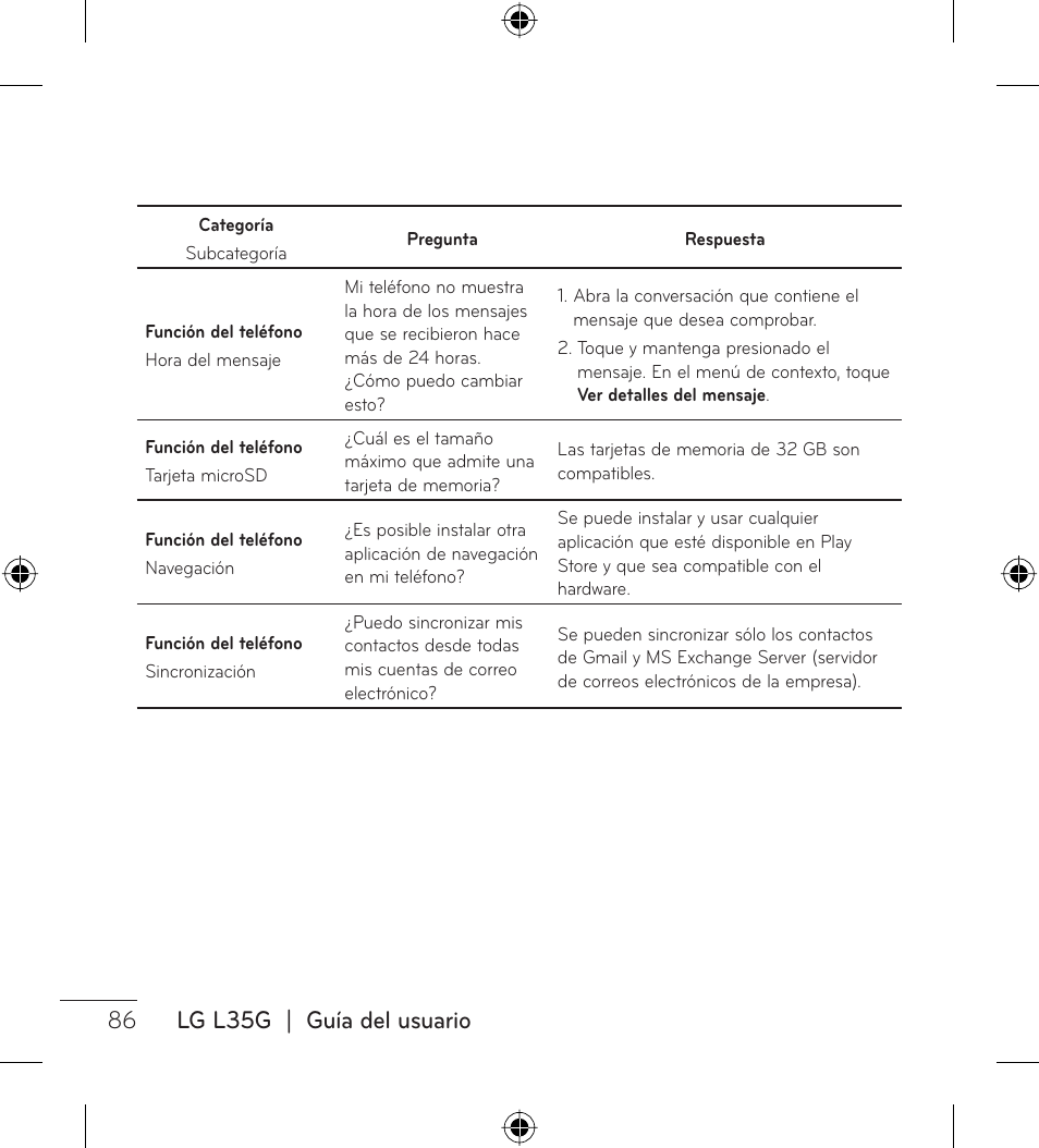 86 lg l35g | guía del usuario | LG LGL35G User Manual | Page 176 / 186