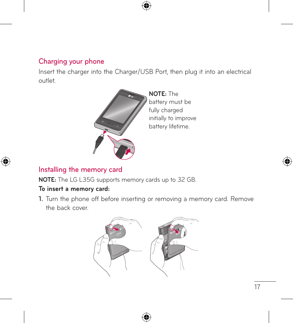 LG LGL35G User Manual | Page 19 / 186