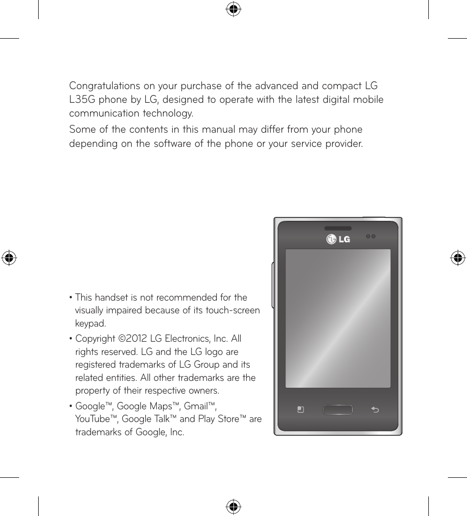 LG LGL35G User Manual | Page 3 / 186
