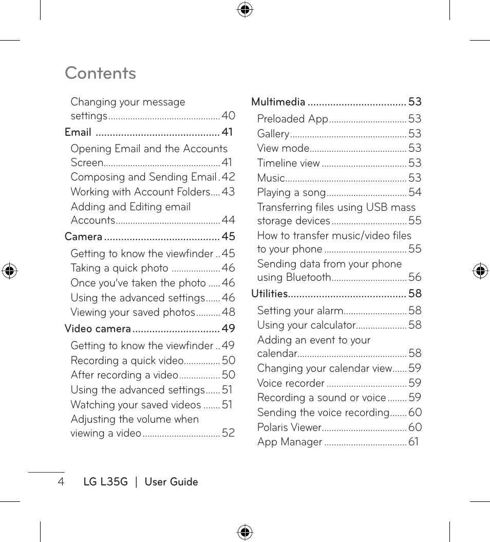 LG LGL35G User Manual | Page 6 / 186