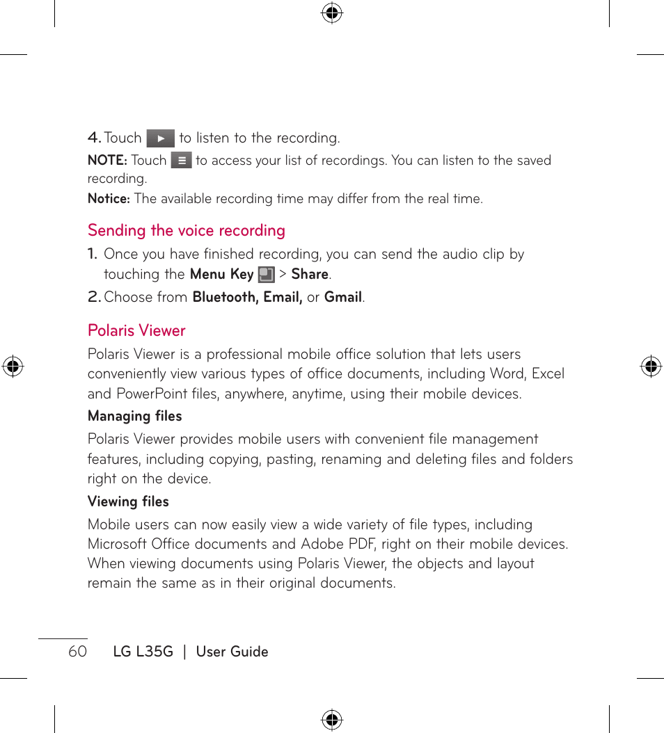 LG LGL35G User Manual | Page 62 / 186
