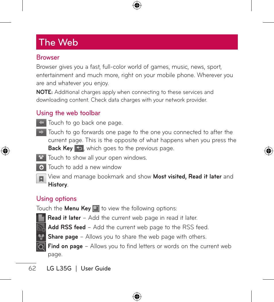 The web | LG LGL35G User Manual | Page 64 / 186