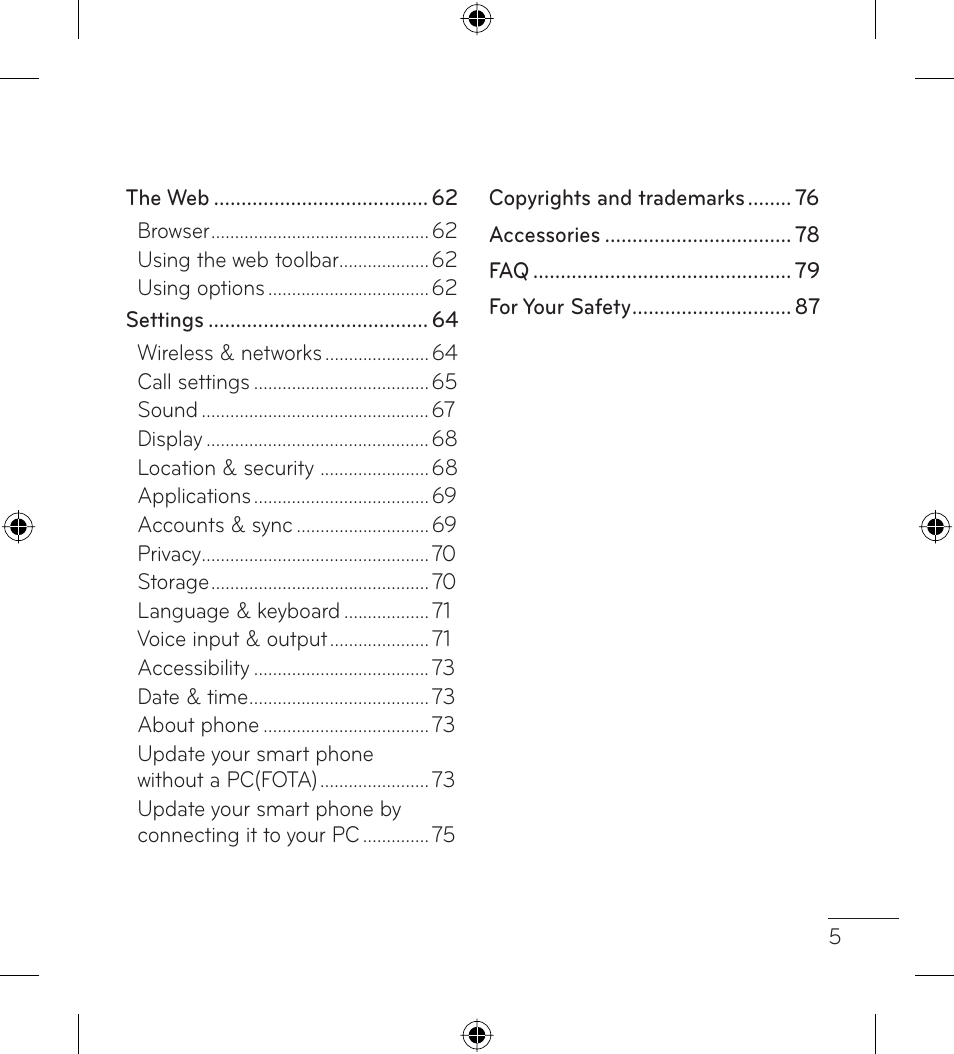 LG LGL35G User Manual | Page 7 / 186