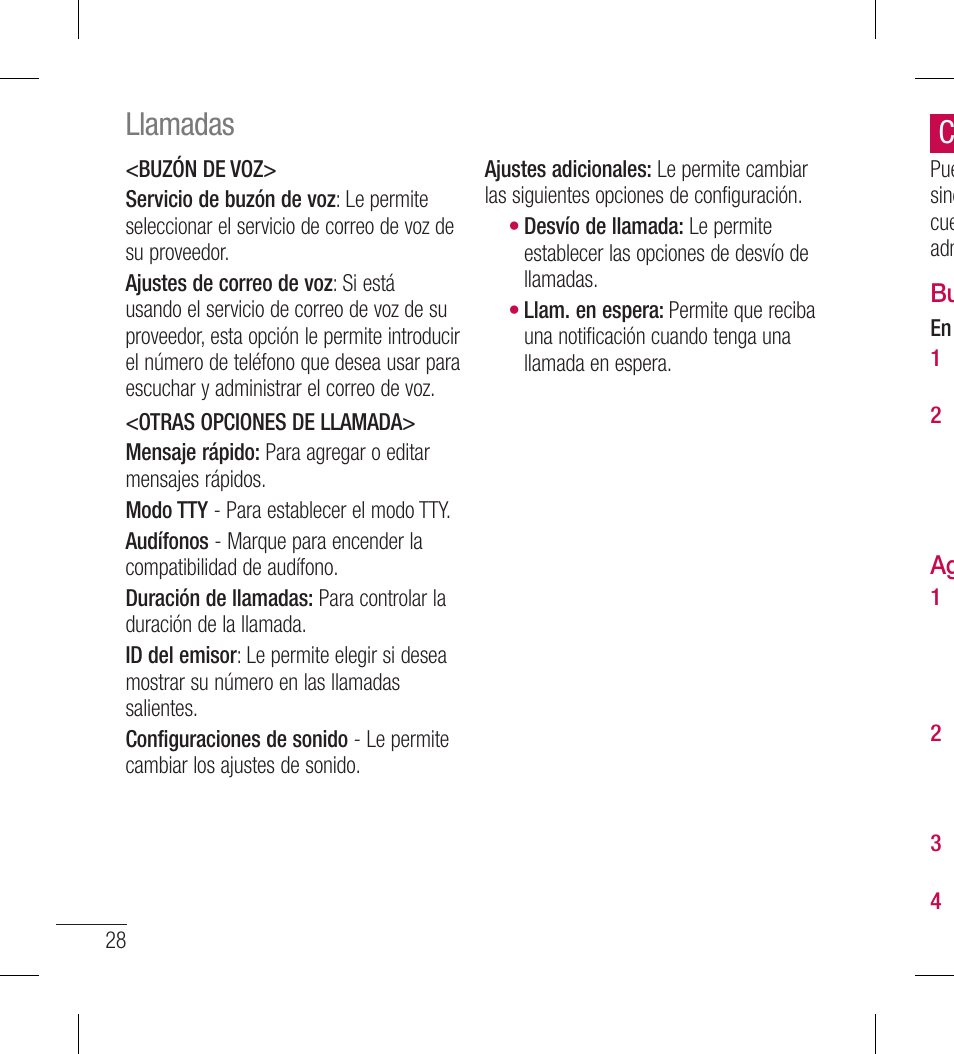 Llamadas | LG LGL40G User Manual | Page 100 / 146