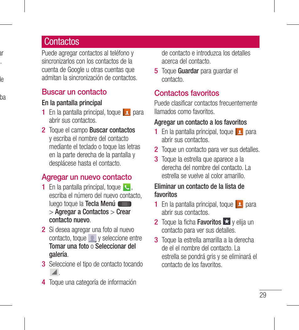 Contactos | LG LGL40G User Manual | Page 101 / 146