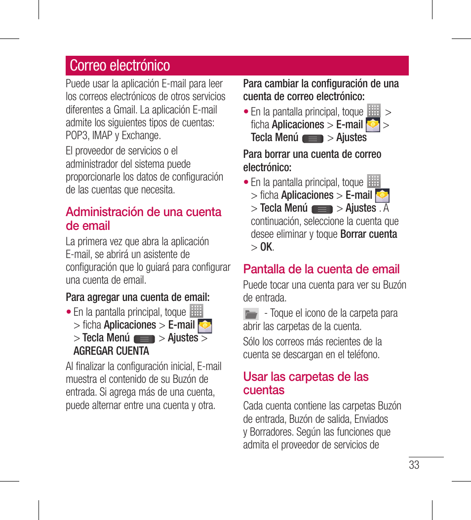 Correo electrónico | LG LGL40G User Manual | Page 105 / 146