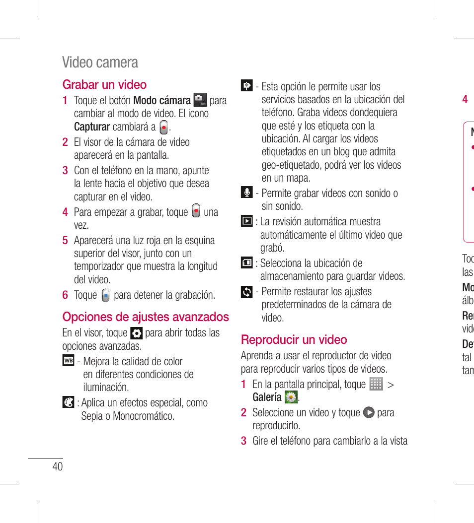 Video camera | LG LGL40G User Manual | Page 112 / 146