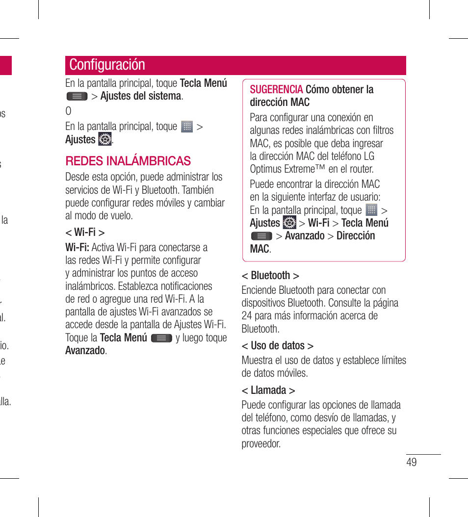 Conﬁ guración | LG LGL40G User Manual | Page 121 / 146