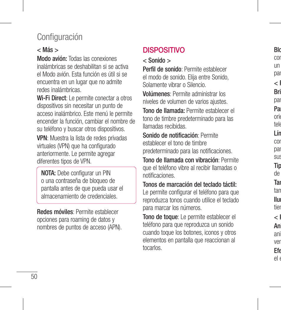 Conﬁ guración | LG LGL40G User Manual | Page 122 / 146