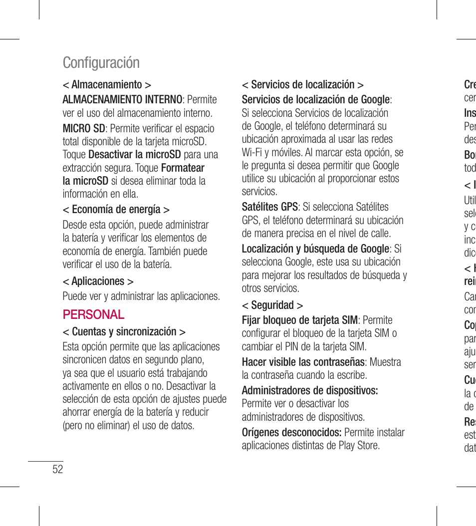 Conﬁ guración | LG LGL40G User Manual | Page 124 / 146