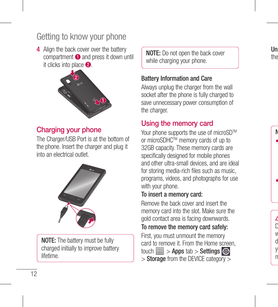 Getting to know your phone | LG LGL40G User Manual | Page 14 / 146